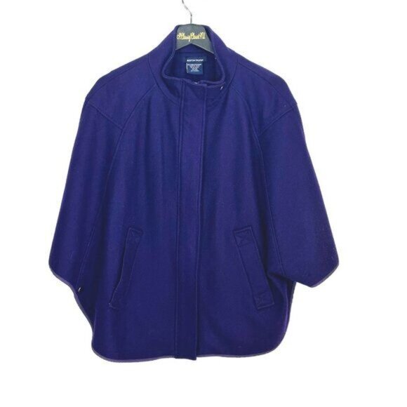 Vintage Boston Proper Purple Wool Blend Cape with Zipper and Pockets XS - Picture 8 of 8